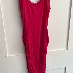 Comfortable Pink rushed bodycon maternity  Dress